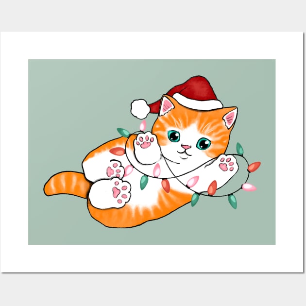 Cute Christmas Kitten Wall Art by PerrinLeFeuvre